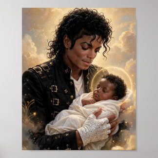 Michael Jackson Håller Jesusbarnet — Himmelsk Kons Poster