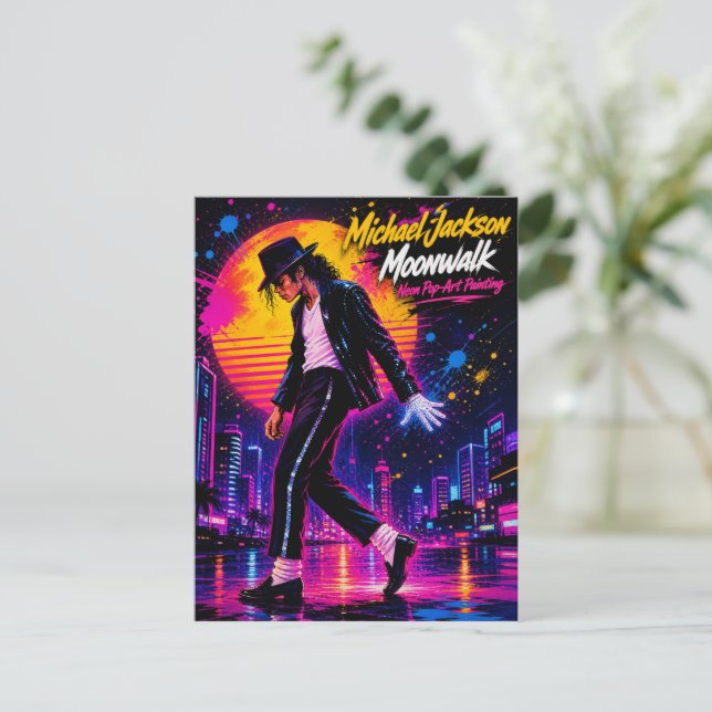 Michael Jackson Moonwalk King of Pop Retro Hyllnin Helg Vykort (Stående Fram)