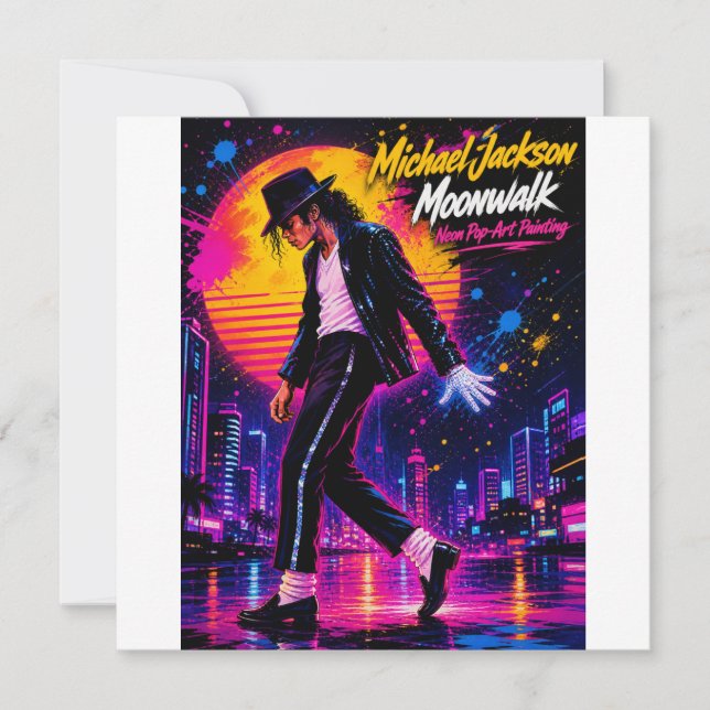 Michael Jackson Moonwalk King of Pop Retro Hyllnin Julkort (Framsida)