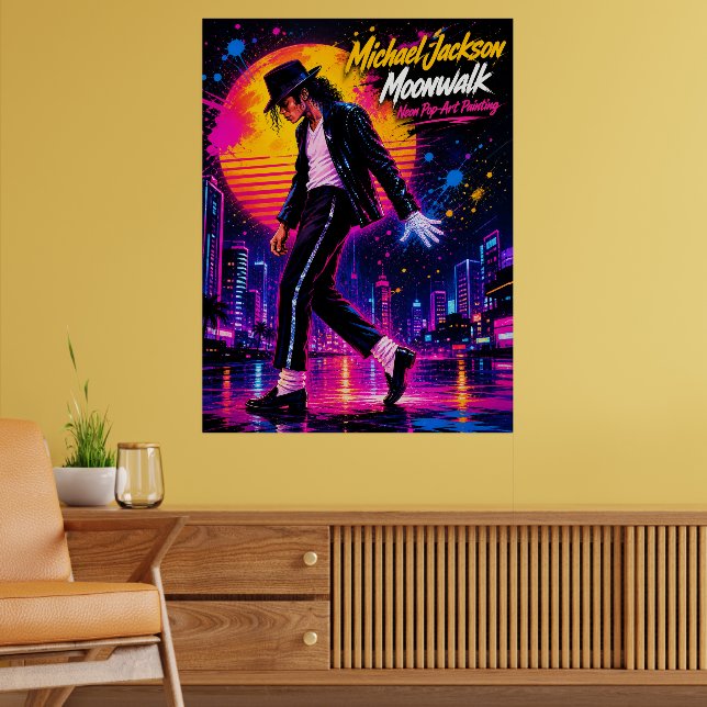 Michael Jackson Moonwalk King of Pop Retro Hyllnin Poster (Vardagsrum 2)
