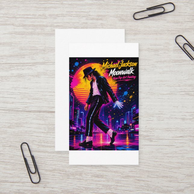 Michael Jackson Moonwalk King of Pop Retro Hyllnin Visitkort (Fram/Back In Situ)