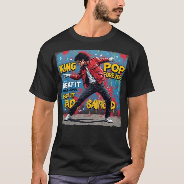 Michael Jackson Popens Kung för evigt | Beat It il T Shirt (Framsida)