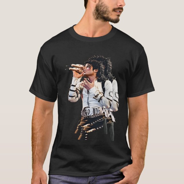 Michael Jackson sjunger live Bad World Tour 1988 T Shirt (Framsida)
