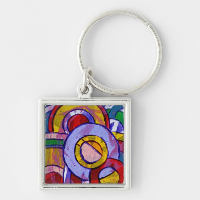 Michael Moffas sammansättning nr 19 Fyrkantig Silverfärgad Nyckelring (Framsidan)