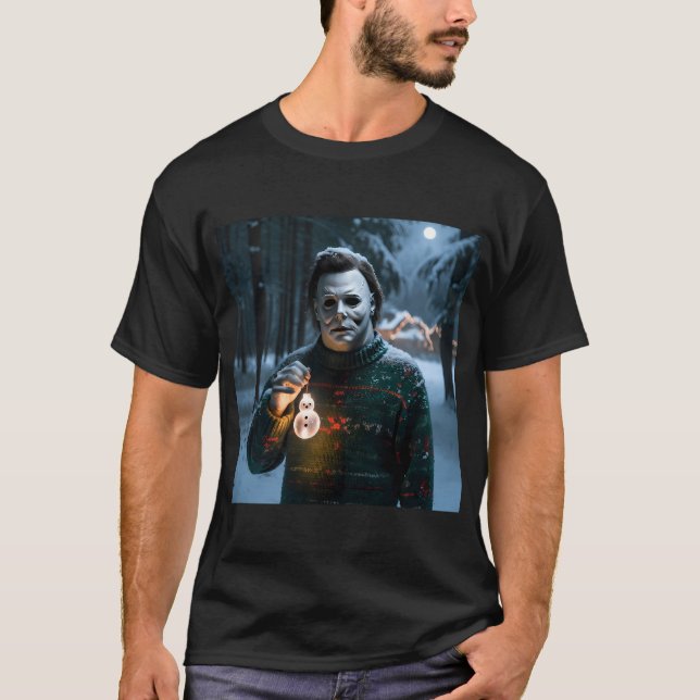 Michael Myers med Snömannen Dekoration T Shirt (Framsida)