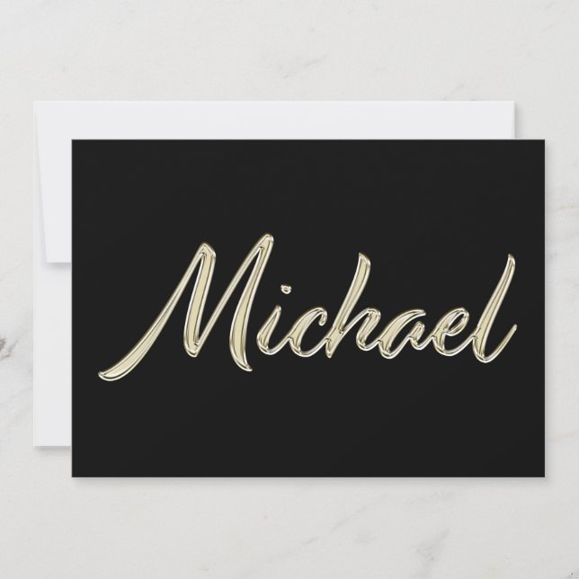 Michael Name white gold Handwriting Karte Kort (Framsida)