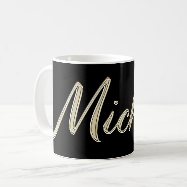 Michael Name whitegold Tasse Teetasse Kaffeetasse Kaffemugg (Framsida vänster)