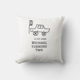 Michael turning two birthday toy car traffic light kudde