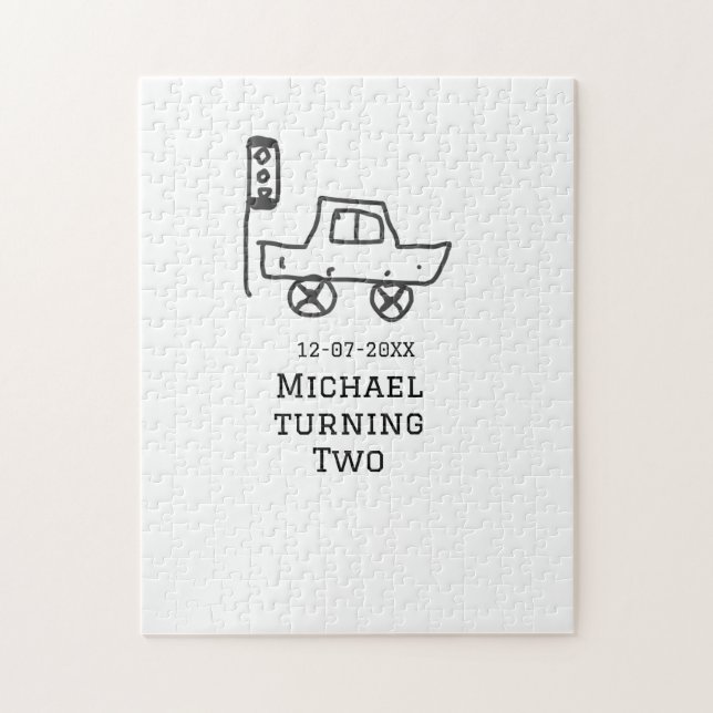 Michael turning two birthday toy car traffic light pussel (Vertikal)