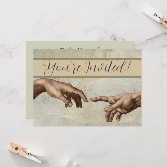 Michaelangelo händer build adam gud inbjudningar (Fram/Back In Situ)