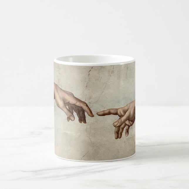 Michaelangelo händer build adam gud kaffemugg (Center)