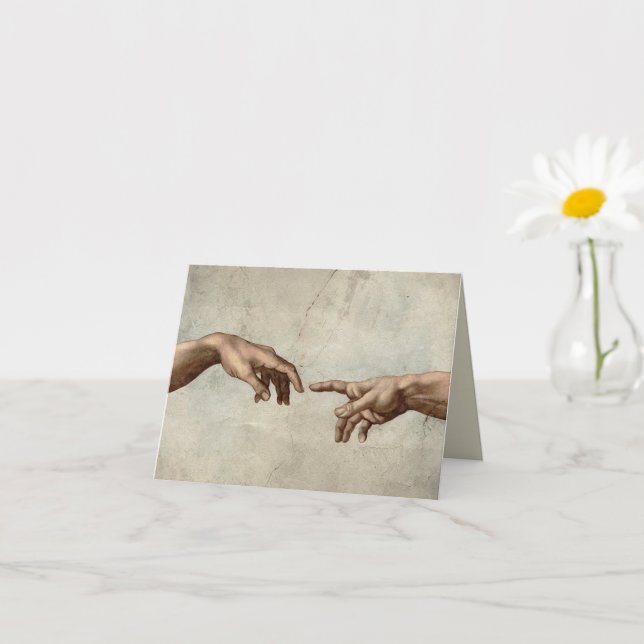 Michaelangelo händer build adam gud kort (Liten växt)