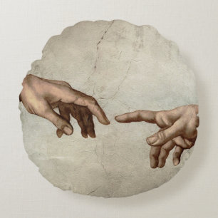 Michaelangelo händer build adam gud rund kudde