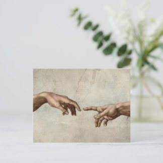 Michaelangelo händer build adam gud vykort