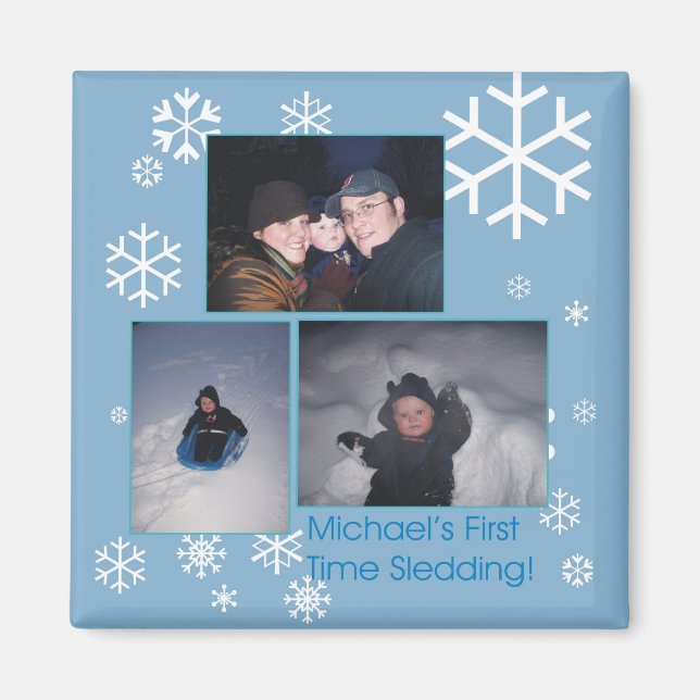Michael's First Time Sledding Magnet (Framsidan)