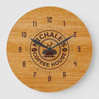 Michale's Coffee House Engrave Effect Wall Clock Stor Klocka