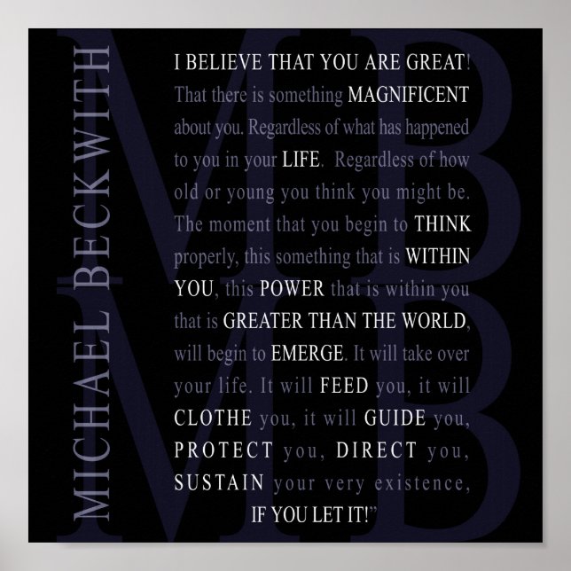 Micheal Beckwith-citatet poster (Framsidan)