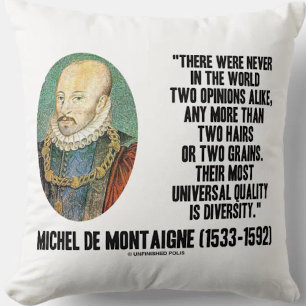 Michel de Montaigne Aldrig Två Lika Åsikter Citat Kudde