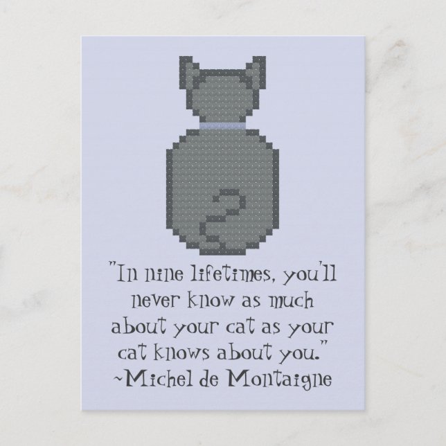 Michel de Montaigne Cat Quote Postcard Vykort (Framsida)