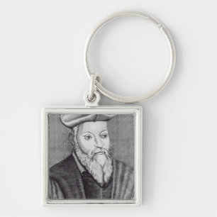 Michel Nostradamus Fyrkantig Silverfärgad Nyckelring