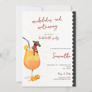 Micheladas & Matrimony Mexican Fiesta Bachelorette Inbjudningar