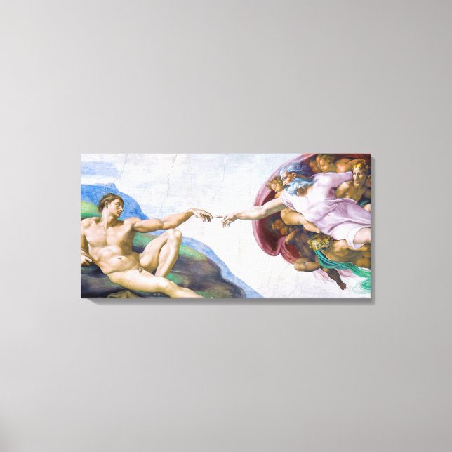 Michelangelo - Adams skapelse isolerad Canvastryck (Framsida)