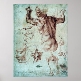 Michelangelo Buonarroti studier för libysk Sibyl Poster