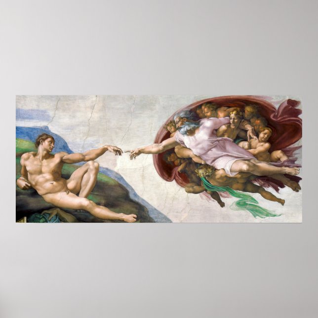 Michelangelo Buonarrotis Adams skapelse  Poster (Framsidan)