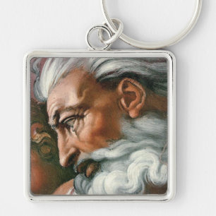 Michelangelo Creation Adam God Art Fyrkantig Silverfärgad Nyckelring