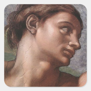 Michelangelo Creation Adam God Art Fyrkantigt Klistermärke