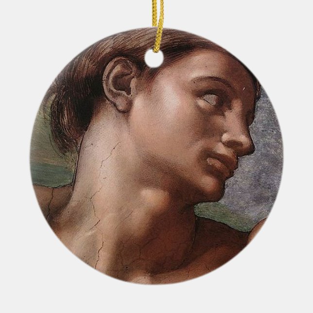 Michelangelo Creation Adam God Art Julgransprydnad Keramik (Framsidan)