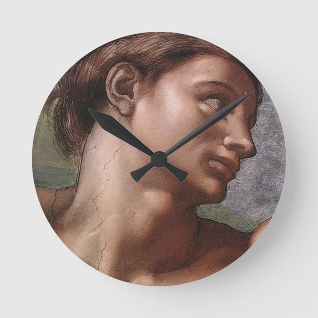 Michelangelo Creation Adam God Art Rund Klocka (Framsida)