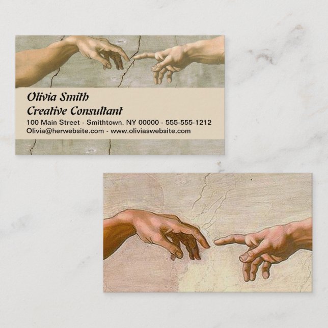 Michelangelo Creation Adam God Art Visitkort (Fram/baksida)