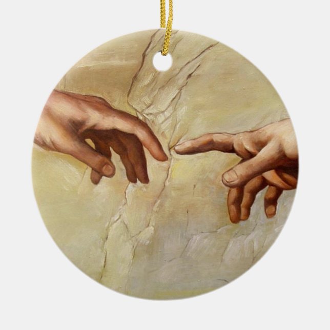 Michelangelo Creation av Adam Sistine Chapel Julgransprydnad Keramik (Framsidan)