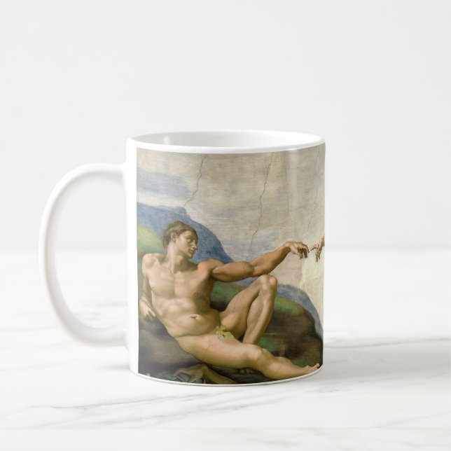 Michelangelo Creation of Adam Art Kaffemugg (Vänster)