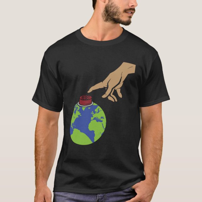 MichelAngelo Creation of Adam Earth med reset bu T Shirt (Framsida)