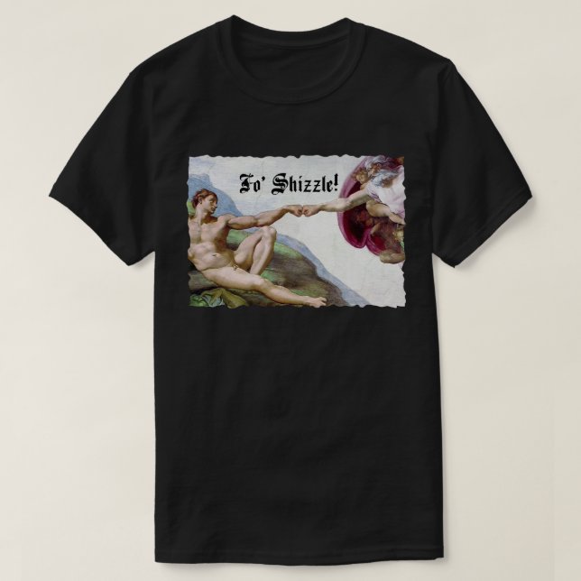 Michelangelo Creation of Man Fist Bump of Shizzle T-shirt (Design framsida)