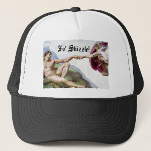Michelangelo Creation of Man Fist Bump of Shizzle Truckerkeps