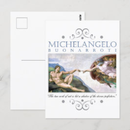 Michelangelo Creation of Man Painting with Quote Vykort