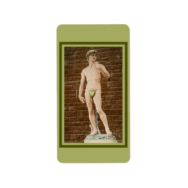 MICHELANGELO DAVID MED FIG LÖV ADRESSETIKETT (Framsidan)