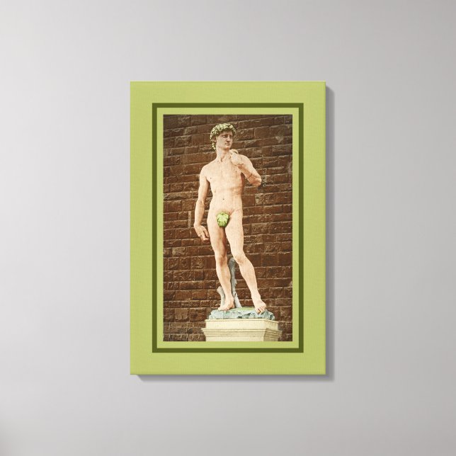 MICHELANGELO DAVID MED FIG LÖV CANVASTRYCK (Framsida)