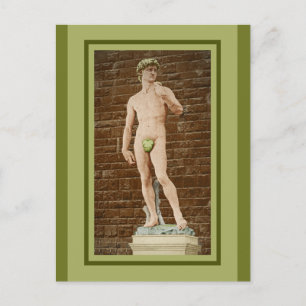 MICHELANGELO DAVID MED FIG LÖV VYKORT