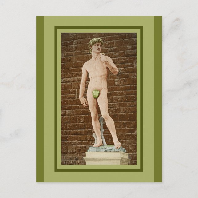 MICHELANGELO DAVID MED FIG LÖV VYKORT (Framsida)