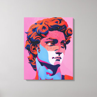 Michelangelo David Neon Pop Art Illustration Canvastryck