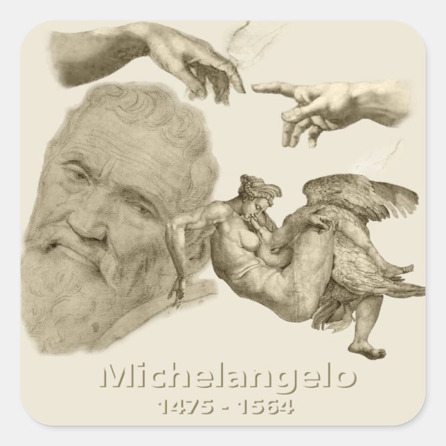 Michelangelo Fyrkantigt Klistermärke (Framsida)