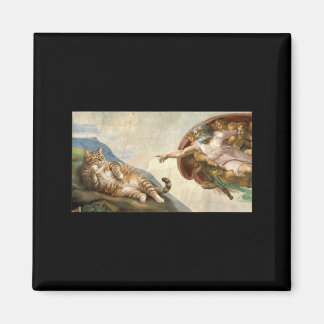 Michelangelo Hand Of God Parodi Katt Och Adam Magnet