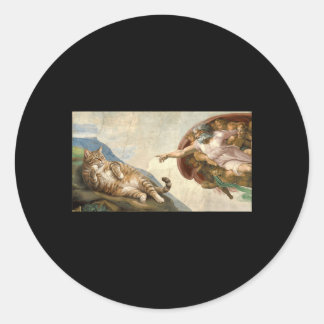 Michelangelo Hand Of God Parodi Katt Och Adam Runt Klistermärke