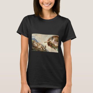 Michelangelo Hand Of God Parodi Katt Och Adam T Shirt
