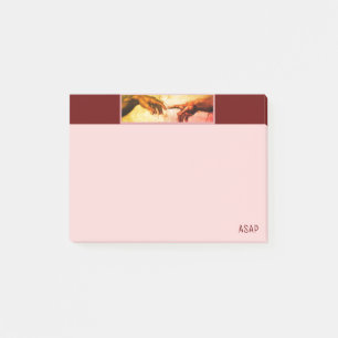 Michelangelo händer konst på Burgundy & Rose Gold Post-it Block