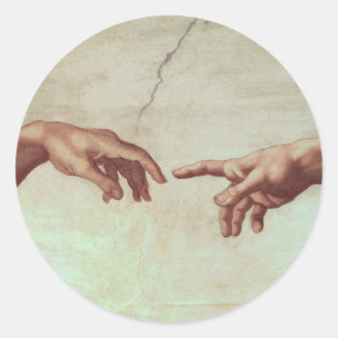 Michelangelo Händer Sticker Runt Klistermärke